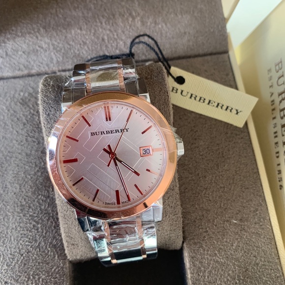 Burberry Accessories - Burberry Women Luxury Gold Silver Check Watch 9006